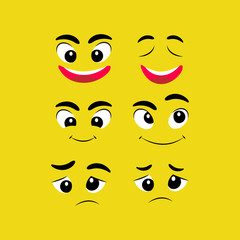 Cartoon face expression collection for design element and decoration