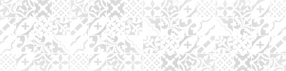Aufkleber - Gray grey white bright abstract vintage retro geometric square mosaic cement concrete motif tiles wallpaper texture background banner panorama