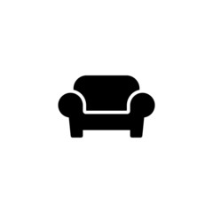 Canvas Print - sofa icon in black flat glyph, filled style isolated on white background