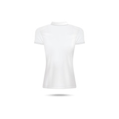 Sticker - Back view of white female polo shirt mockup isolated on white background