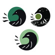 Logo symbole lune corbeau mystique tatouage
