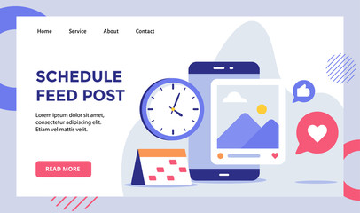 Wall Mural - schedule feed post picture on smartphone screen campaign for web website home homepage landing page 
