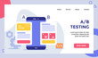 © MGhozi - AB testing wireframe on smarphone screen campaign for web website home homepage landing page template banner with modern flat style