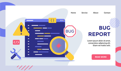 Wall Mural - bug report magnifier bug on data software campaign for web website home homepage landing page templa