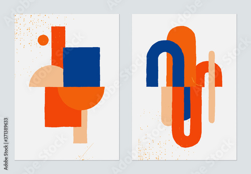 Minimalist abstract poster template design, hand drawn various shapes