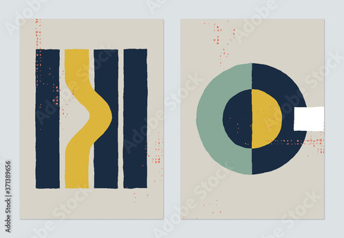 Minimalist abstract poster template design, hand drawn various shapes