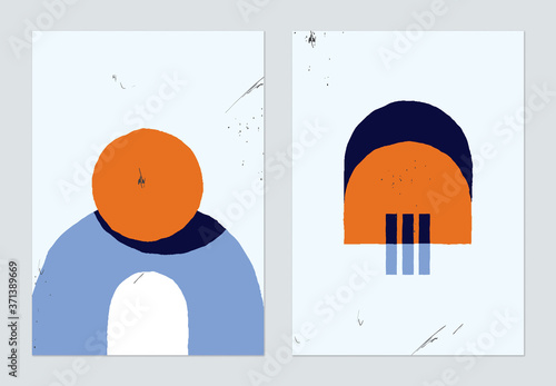 Minimalist abstract poster template design, hand drawn various shapes