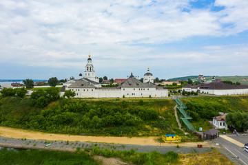 Wall Mural - Beautiful panoramic view of the old Russian city Sviyazhsk from above The Assumption Cathedral and Monastery in the town-island of Sviyazhsk. UNESCO world heritage in Russia