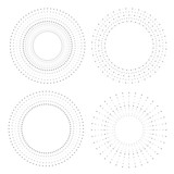 Fototapeta Abstrakcje - Radial halftone dots in Circle Form for comic books . fireworks Explosion background . Vector Illustration . Starburst
 round Logo . Circular Design element . Abstract Geometric star rays . Sunburst .