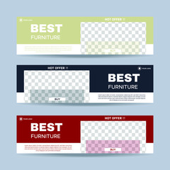 Wall Mural - furniture banner design web template. collection of horizontal ad banners. vector eps 10