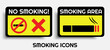 © Phantasm - Smoking area and cigarette icon, signboard with smoking icons. Eps 10 vector