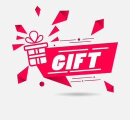 Wall Mural - Modern Gift web element for shop or store, special offer for market, modern marketing design element with motion effect. Eps 10 vector