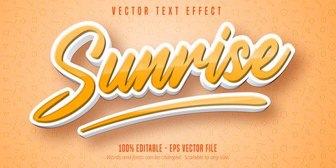 Sunrise text, cartoon style editable text effect