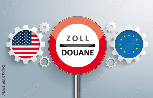 USA EU Partnership Gear Zoll Sign Tableau sur Toile