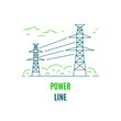 Power line, electricity supply, flat style icon design.