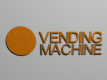 VENDING MACHINE Icon And Text On The Wall - 3D Illustration For Beverage And Business