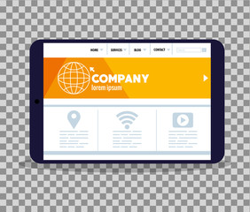 mockup responsive web, concept website development on tablet device vector illustration design