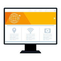 mockup, concept website development on desktop computer vector illustration design