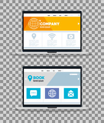 mockup responsive web, concept website development in laptops vector illustration design