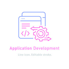 Wall Mural - application development line icon on white background. editable stroke.
