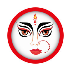 maa durga face in circle frame vector illustration design