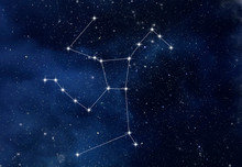 Hercules Constellation In Night Starry Sky