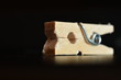 Zbliżenie na malutką drewnianą klamerkę