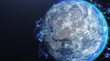 Wall Mural - an abstract networking concept. global digital connections. elements of this image furnished by nasa