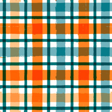 Gingham Seamless Pattern. Watercolor Strokes Checkered Plaid, Rustic Tartan Background, Vector. Vector Summer Print