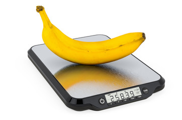 Wall Mural - Kitchen Scales with Bananas. 3D rendering