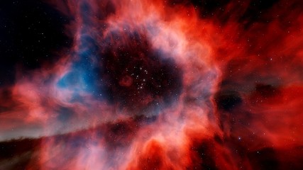 Wall Mural - red nebula, red galaxy background, red space, abstract red background 3d render