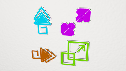 Poster - resize colorful set of icons - 3D illustration for arrow and design