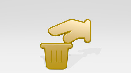 Poster - recycling hand trash 3D icon casting shadow - 3D illustration for background and concept