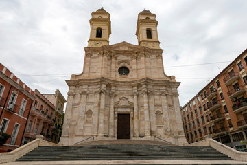 Wall Mural - St Anne's Church in Cagliari on a cloudy summer day