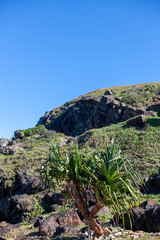 Rocky mountain hills and blue sky