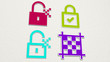 pixels colorful set of icons - 3D illustration for background and abstract