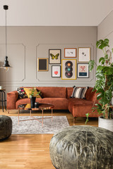 Wall Mural - Modern scandinavian apartment with trendy furniture, real photo