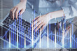 © peshkova - Double exposure of woman hands typing on computer and forex chart hologram drawing. Stock market invest concept.