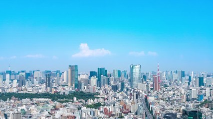 Leinwandbilder - 都市風景　タイムラプス　青空　東京
