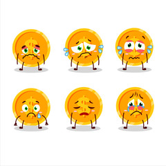 Poster - Coin cartoon in character with sad expression