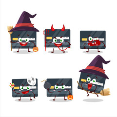 Poster - Halloween expression emoticons with cartoon character of credit card