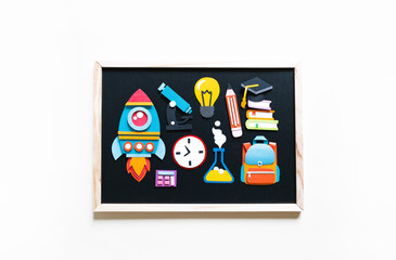 Wall Mural - Rocket paper craft. Back to school education.
