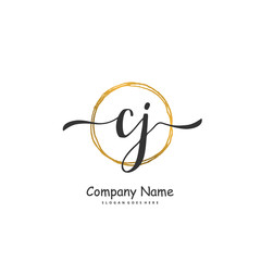 Wall Mural - C J CJ Initial handwriting and signature logo design with circle. Beautiful design handwritten logo for fashion, team, wedding, luxury logo.