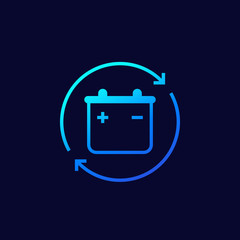 Sticker - recharging battery or accumulator vector icon