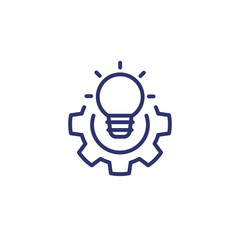 solution line icon with light bulb and gear