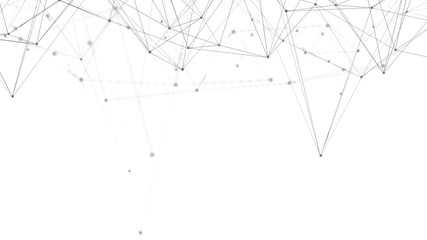 Fototapete - Abstract science digital connection background. polygonal with dots and lines. 3D render