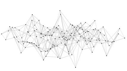 Fototapete - Abstract science digital connection background. polygonal with dots and lines. 3D render