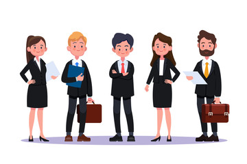 Wall Mural - Group of business men and women, working people. Business team and teamwork concept. Flat design people characters.