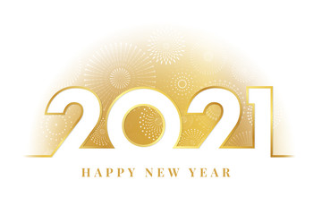 Wall Mural - Vector Happy New Year 2021 with fireworks and text design.