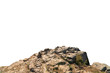 Leinwandbild Motiv Rock mountain slope foreground close-up isolated on white background. Element for matte painting, copy space.